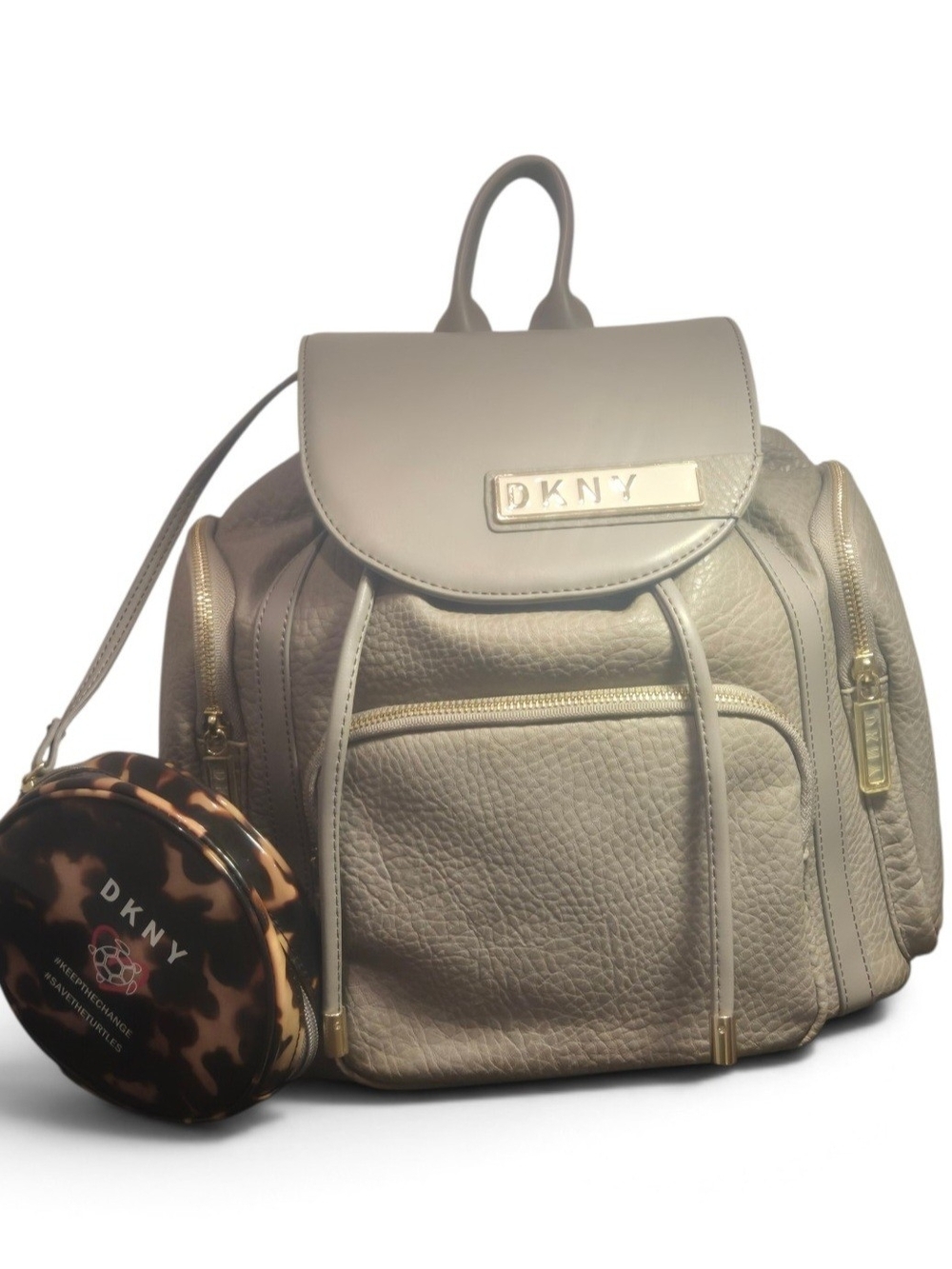 DKNY Rapture Beige Gray Backpack Laptop Travel Bag